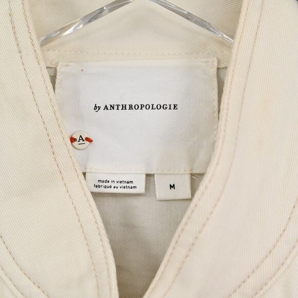 ANTHROPOLOGIE Sleeveless Jacket Womens Size M Ivory Utility Button Safari Vest‎ - Picture 5 of 12